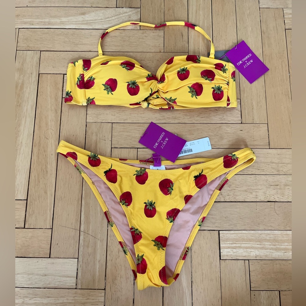 JCrew x Edie Parker strawberry bikini size small